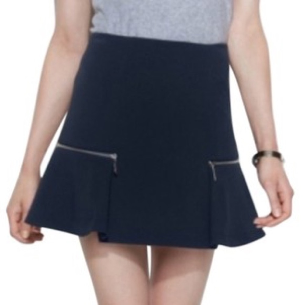 MICHAEL KORS Gold Zipper Flounce Mini Skirt